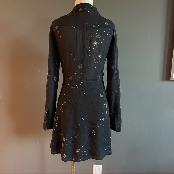 A.L.C. Pedro Black Star Pattern Long Sleeve Silk Dress - Picture 6 of 10